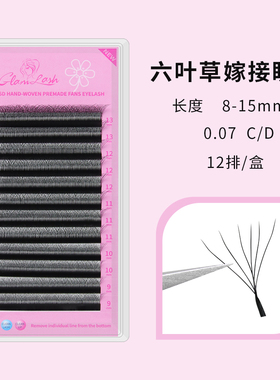 GLAMLASH自然浓密0.07mm六叶草嫁接睫毛6D不易散根一秒开花假睫毛