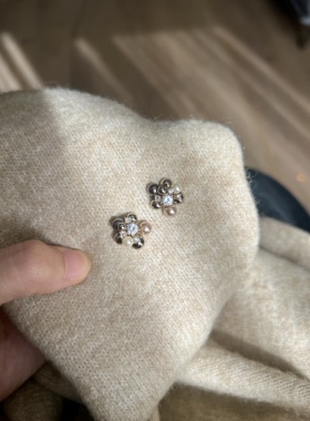 摩卡慕斯珍珠烟花耳钉S925纯银针轻奢高级感小众耳饰新年氛围感