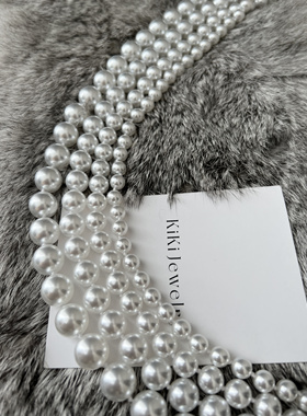 许我耀眼许妍同款人造澳白珍珠项链法式打结附同款耳钉套装高级感