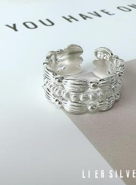 韩国丽儿925纯银小众戒指