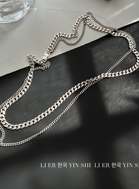 S925纯银个性简约双层单链