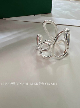 s925纯银甜酷LOVE戒指女