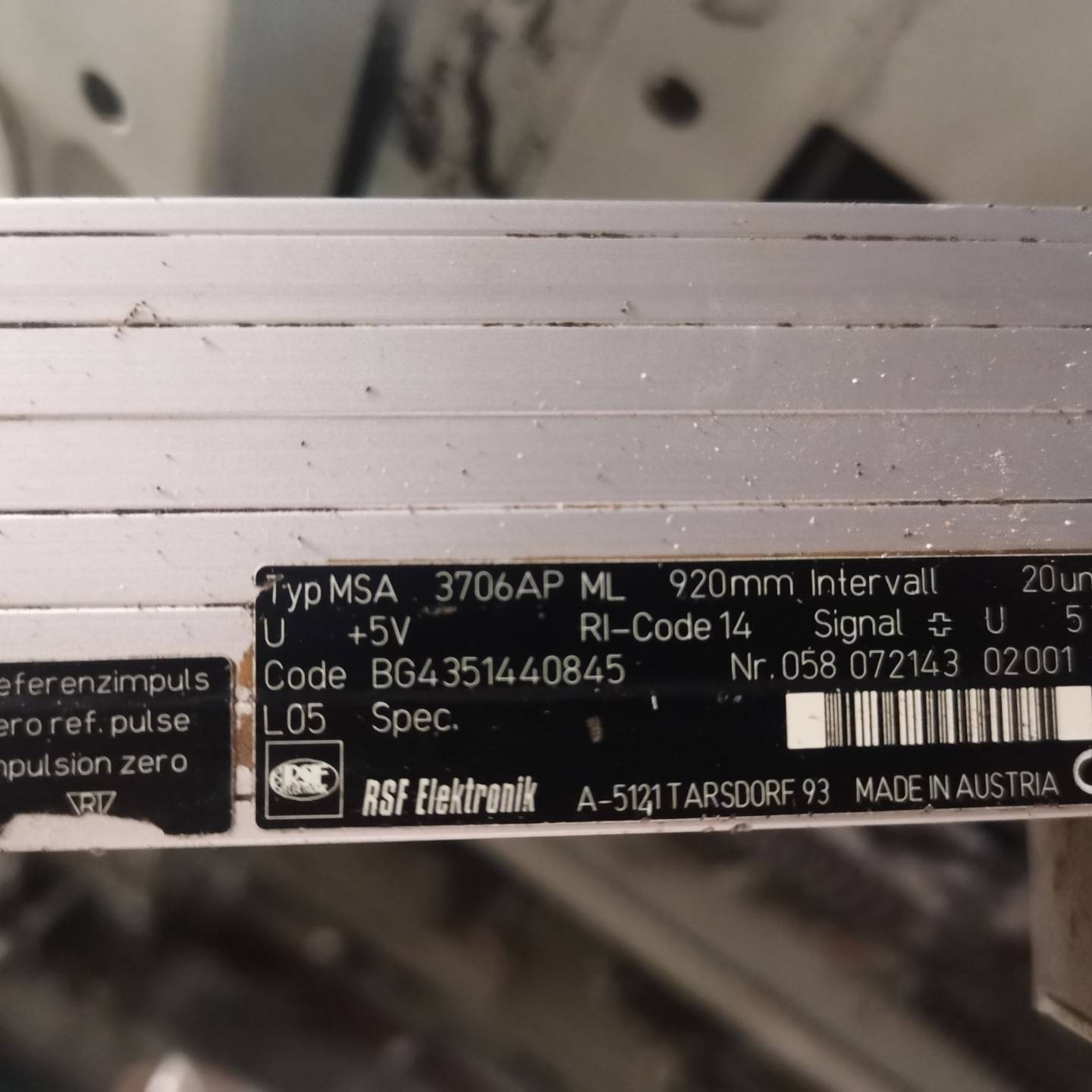 议价-MSA 3706AP  ML920mm光栅尺，二手奥地利RS