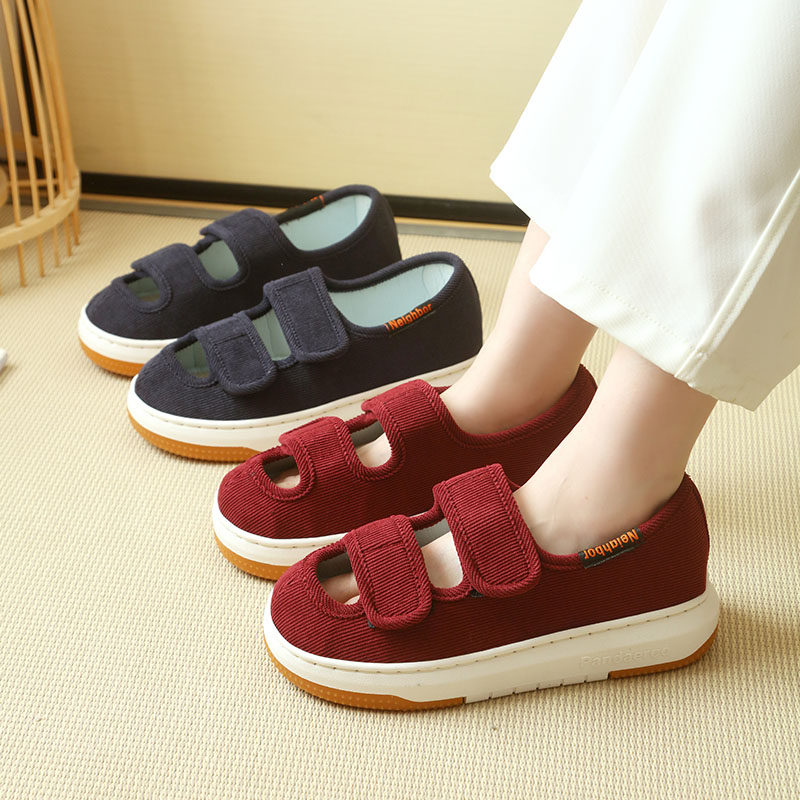 脚肿脚伤大开口包头布鞋男女透气防滑亚麻底妈妈鞋百搭舒适平底鞋