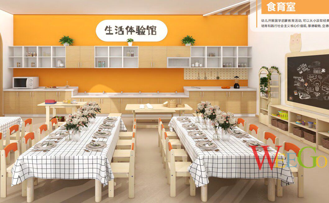 食育室 幼儿早教园儿童厨艺工作台厨艺工作凳厨艺工作长凳柜台