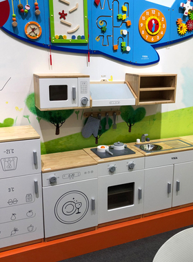 VIGA白色厨房幼儿早教儿童仿真幼童厨房过家家厨房做饭灶台厨具