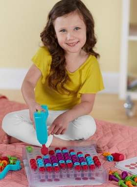 创艺钻头组合台幼儿早教园儿童STEM工程技能图案设计手眼协调玩具