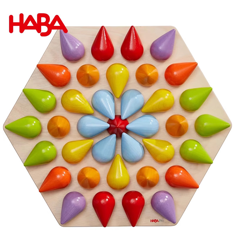 堆叠游戏-水滴之舞德国HABA 儿童益智早教玩具搭建积木分类排序3+
