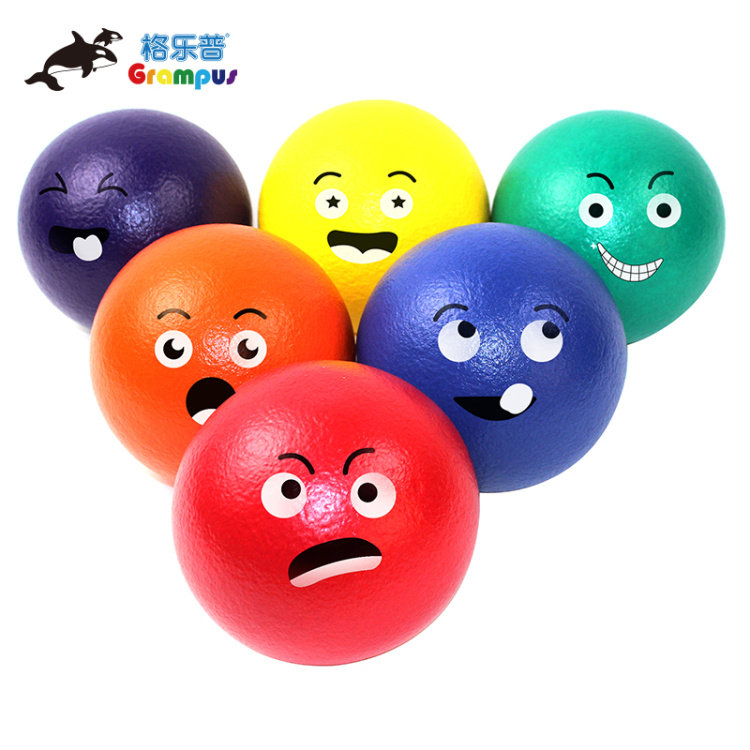 5寸表情球 格乐普幼儿早教园儿童自充气球发泄球躲避球回弹球玩