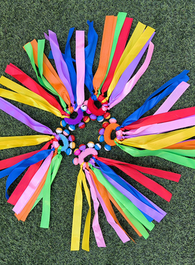 元旦幼儿园早操手腕丝带彩带摇铃铛儿童成人道具红色手环舞蹈表演