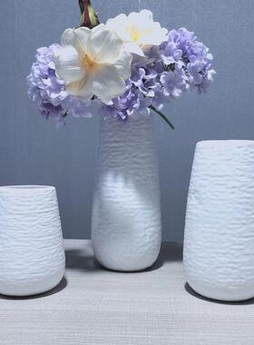 北欧简约放仿陶瓷花瓶客厅家居装饰品摆件插花白色竖长型花器