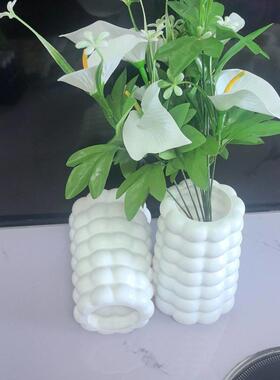 塑料北欧抽象艺术仿陶瓷玄关花插桌面装饰客厅摆件插花花瓶花盆