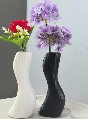 塑料北欧抽象艺术仿陶瓷玄关花插桌面装饰客厅摆件插花花瓶花盆