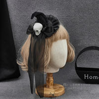 Original Lolita Gothic, dark, versatile Halloween flat hat, Witch, top hat, headwear and hair accessory thumbnail 6