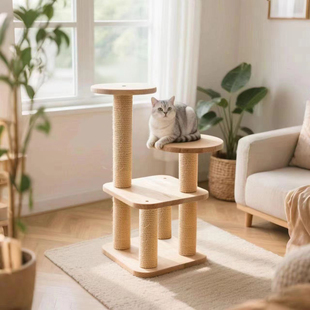纯实木猫爬架猫窝猫跳台一体剑麻猫抓板玩具大小猫小户型落地室内