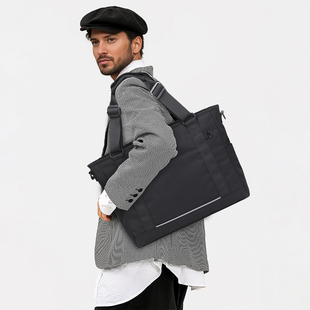 mygreen男士 大容量托特包通勤单肩包手提电脑包商务公文包斜挎包