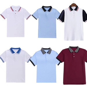 儿童POLO衫短袖白色浅蓝色中小学生校服男童女童枣红半袖T恤薄款