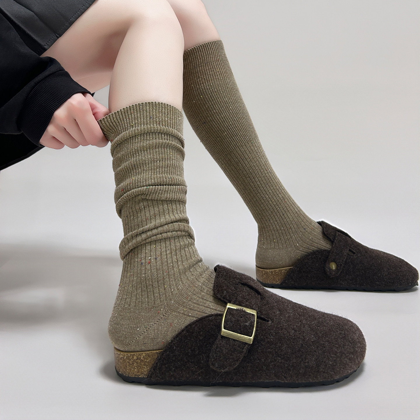 韩版双针竖条纹点子纱长筒可堆可直小腿袜百搭显瘦及膝堆堆袜子女,女士内衣/男士内衣/家居服,长筒袜,淘宝优惠券,粉丝福利购,淘宝优惠卷