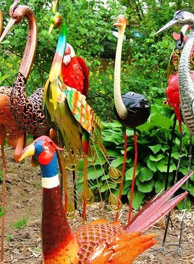 庭院铁艺火烈鸟摆件草坪仙鹤