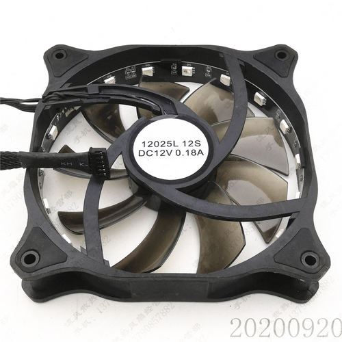 台式电脑机箱散热风扇 CPU 静音 LED 12025L 12S 12v 0.18A 12CM