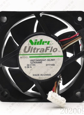 原装NIDEC U60T24MS3A7-58J561 24V 0.09A 6025 6CM 4线散热风扇