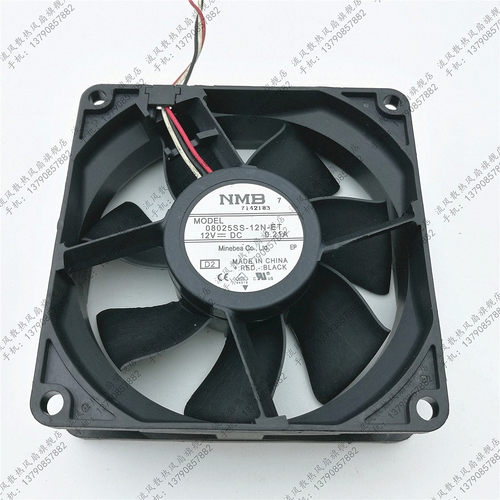 原装NMB机箱散热风扇08025SS-12N-ET DC12V 0.21A 8025 3线滚珠
