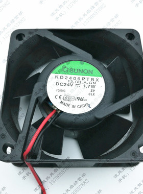 原装SUNON KD2406PTBX DC24V 1.7W 6025 2线 变频器 散热风扇 6CM