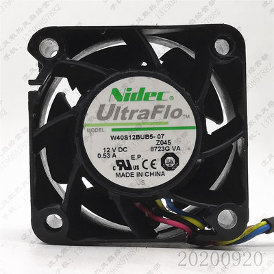 原装 NIDEC W40S12BUB5-57 4028 12V 0.53A 4CM 4线散热风扇风机
