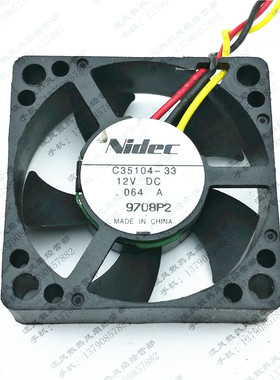 原装Nidec C35104-33 12V 0.064A 3.5CM 3510 3线双滚珠散热风扇