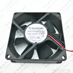 12V 1.9W 电源 建准 2线散热风扇 机箱 KD1208PTS1 8CM 原装 8025