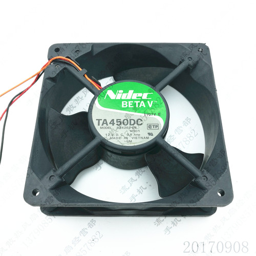 原装 NIDEC B34262-58 12V 0.8A 12038 12CM 3线 机箱 散热风扇