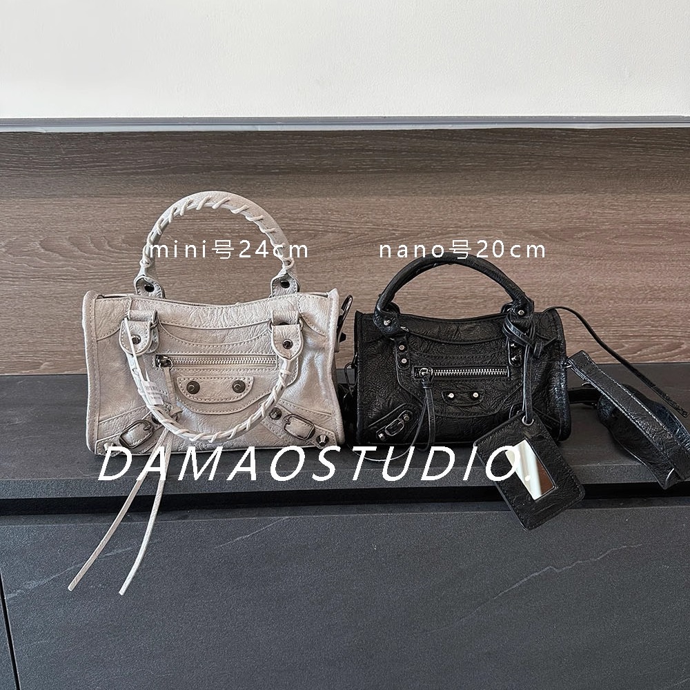 Damaostudio辣妹复古迷你nano铆钉流苏机车皮包单肩斜挎迷你女包