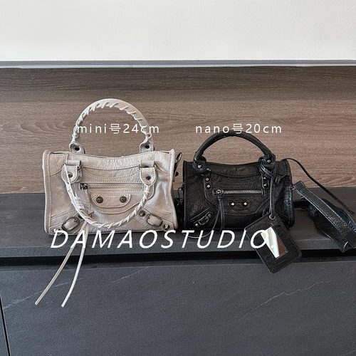 Damaostudio辣妹复古迷你nano铆钉流苏机车皮包单肩斜挎迷你女包