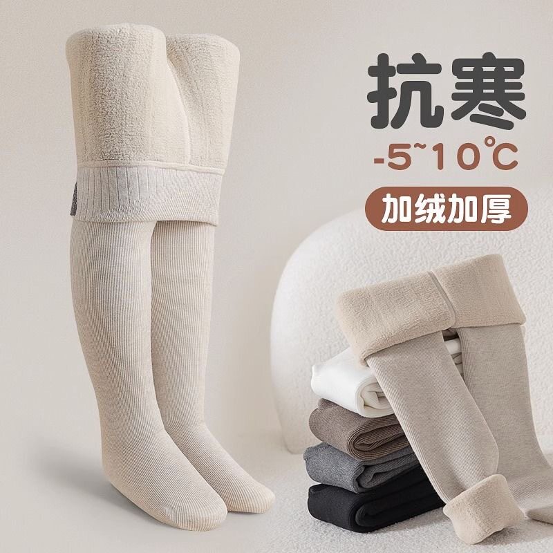 全棉女童打底裤冬款百搭外穿儿童加绒加厚保暖九分踩脚连裤袜厂家