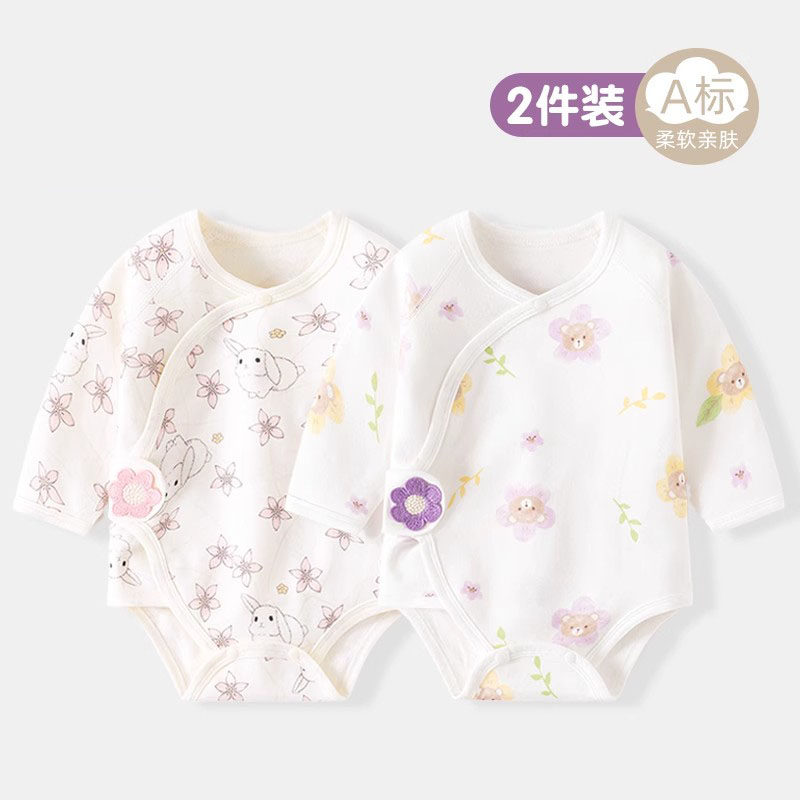 全纯棉新生婴儿包屁衣春秋长袖三角哈衣连体衣初生宝宝睡衣秋装