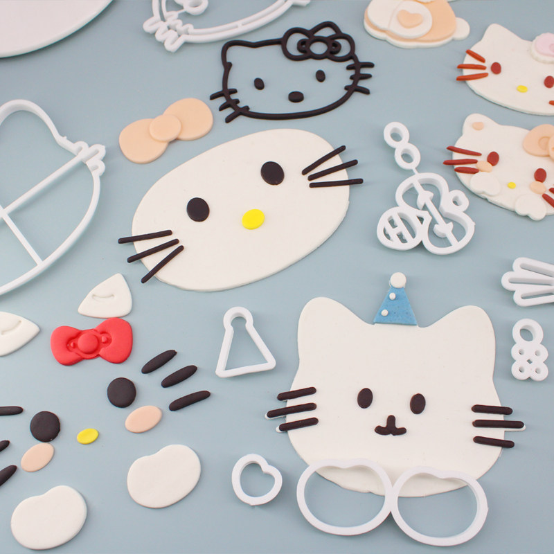 河马泥塘网红KT猫翻糖切模