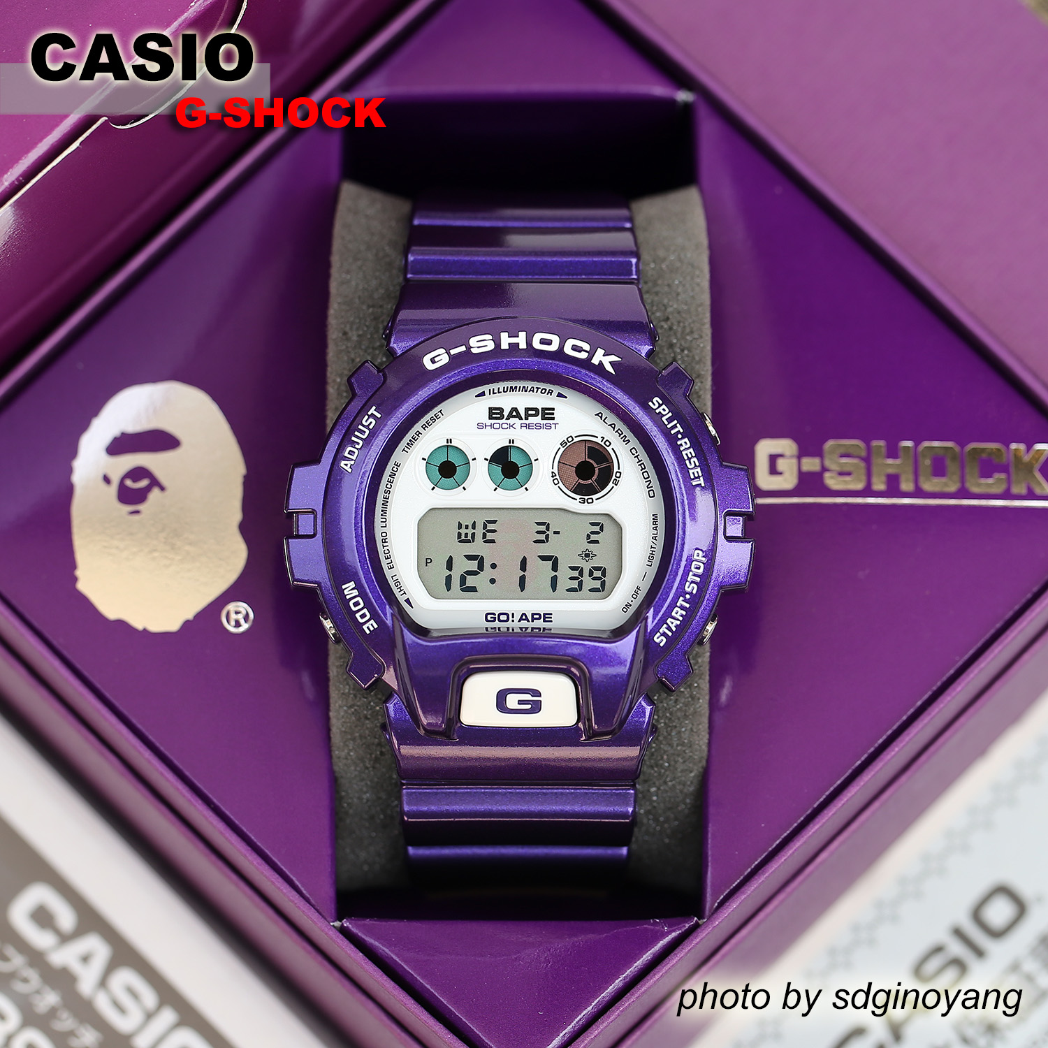 casio卡西欧g-shock x bape dw-6900 2010年紫色猿人限定全新现货