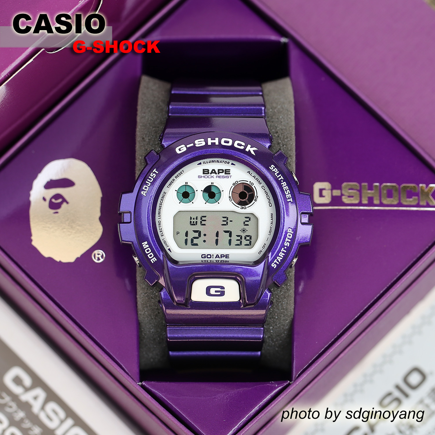 CASIO卡西欧G-SHOCK x BAPE DW-6900 2010年紫色猿人限定全新现货