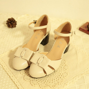 包头法式凉鞋女款夏季蝴蝶结真皮高跟鞋仙女风配裙子的鞋子玛丽珍