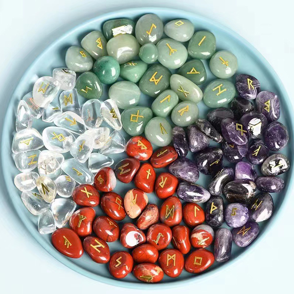 天然水晶如尼石卢恩符文