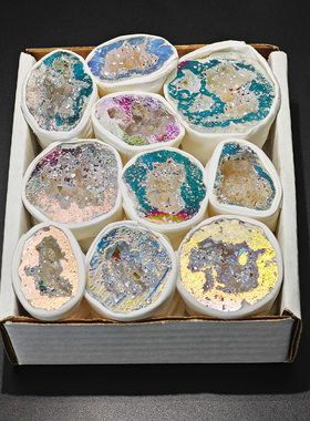 天然水晶白晶洞电镀玛瑙洞摆件