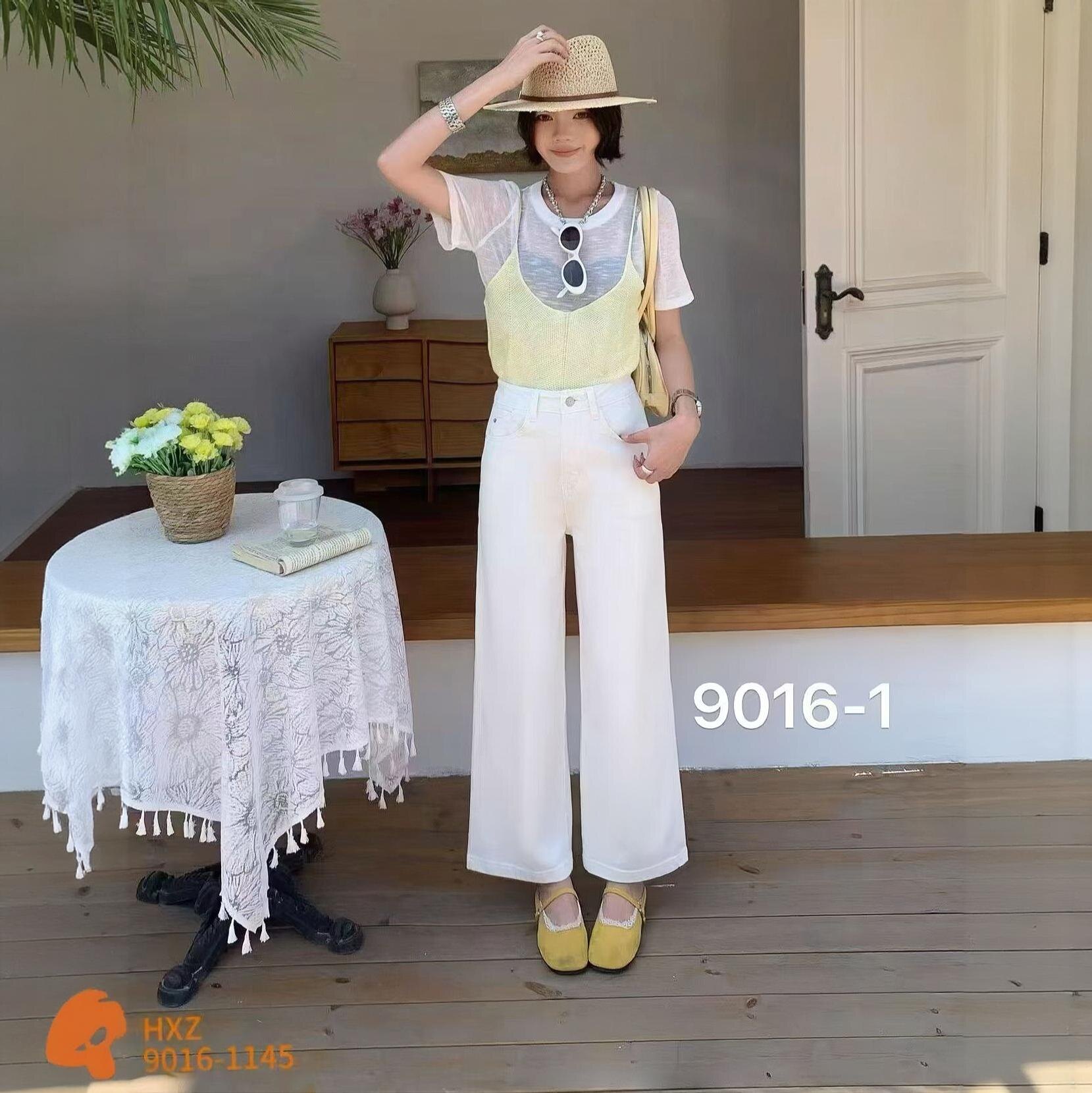 9016白色九分直筒裤女2026春装新款韩版百搭韩系显瘦牛仔裤奶奶裤