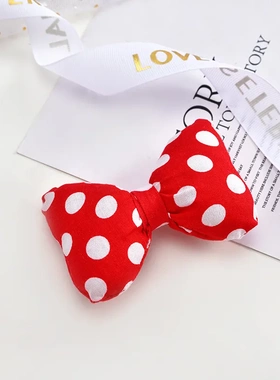 日韩红色波点蝴蝶结充棉玩偶发卡束发带DIY材料毛绒胸针饰品配饰