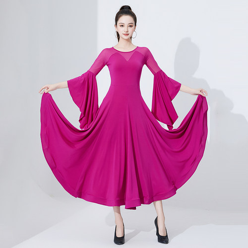 摩登舞裙女新款国标舞华尔兹交谊舞恰恰舞大摆裙连衣裙比赛演出服