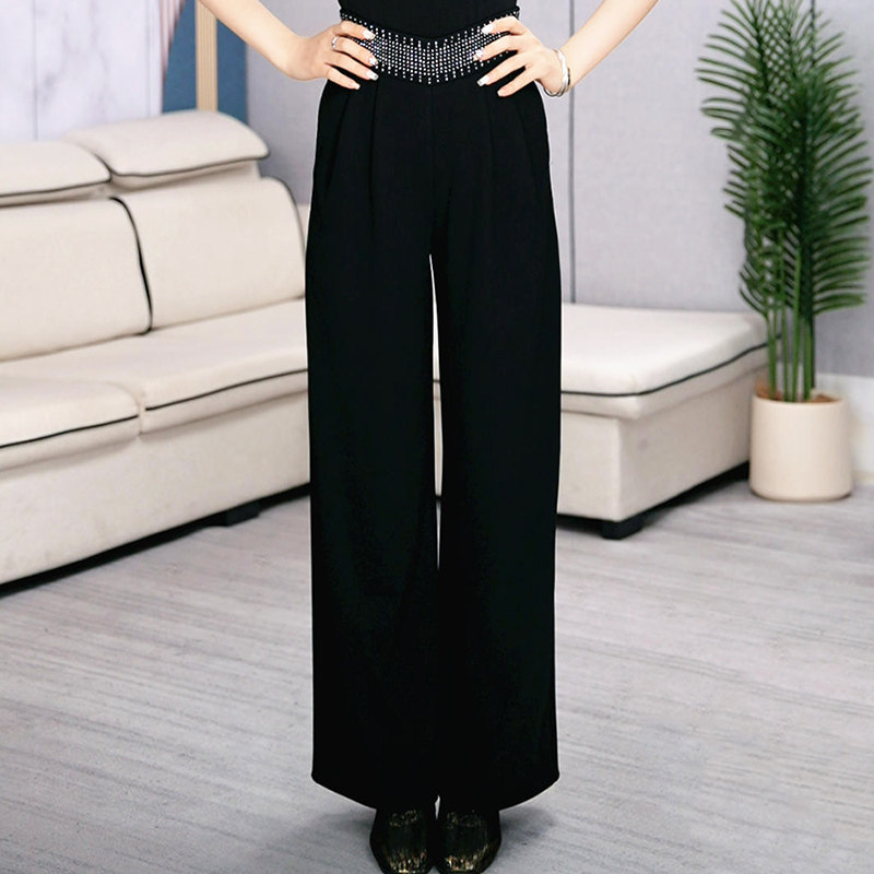 绚悦摩登舞服烫钻高腰阔腿舞蹈裤新款成人女现代舞形体训练服垂感