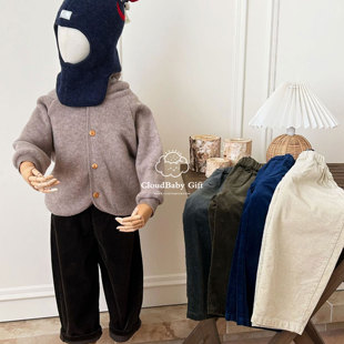 长裤 休闲裤 男女儿童宝宝百搭复古灯芯绒加绒加厚时尚 2025秋冬新款