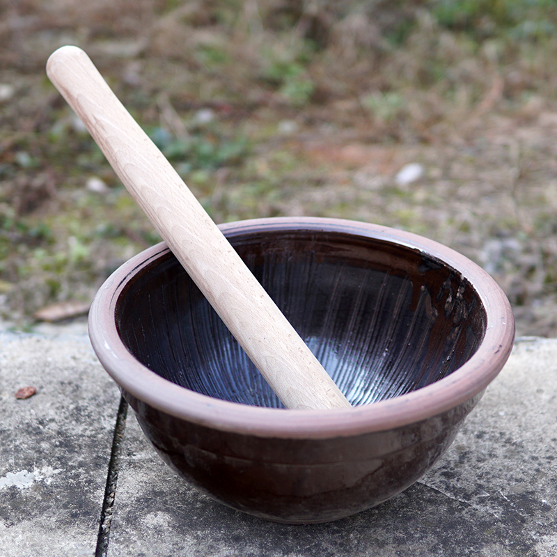 大号擂钵擂茶益阳纯手工擂辣椒工具陶制研磨器土擂砵四磨汤捣钵