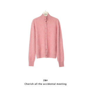 女立领纽扣毛衣 极简风针织开衫 梵高星夜