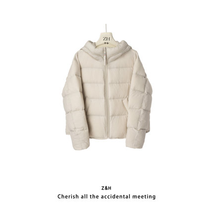 ZH【冰雪暖融】羽绒服女短款连帽加厚时尚面包服外套