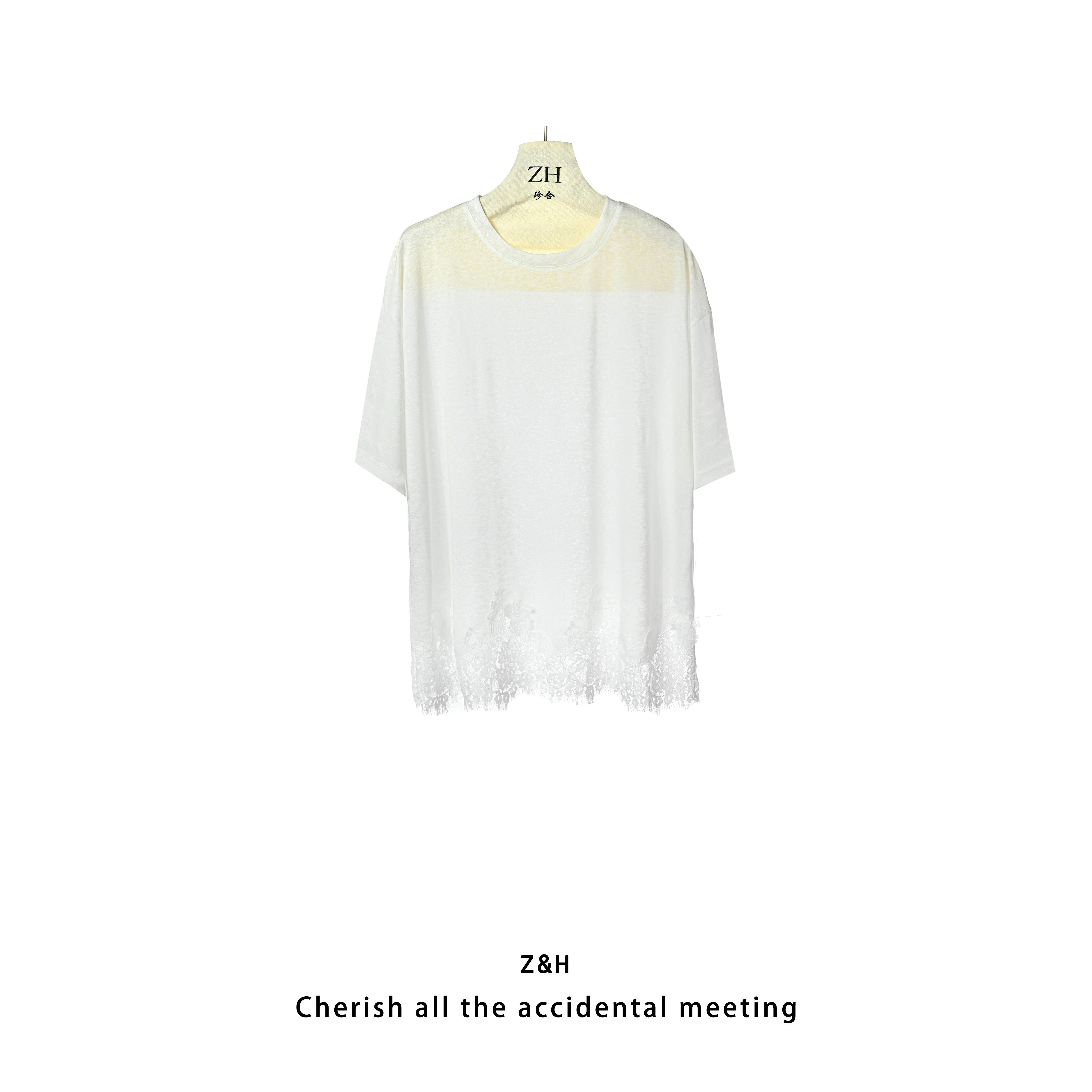 ZH【惜梦】小众高级感宽松圆领短袖纯色T恤上衣女